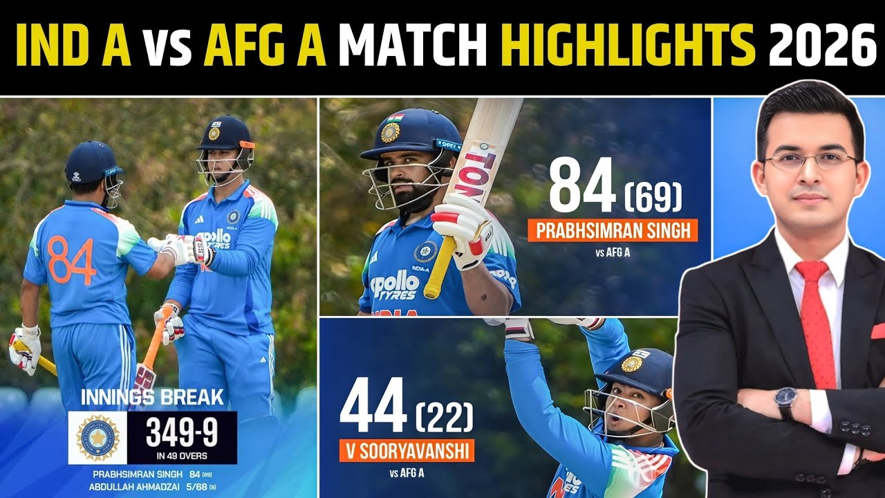 IND A vs AFG A Highlights 2026 | प्रभसिमरन-वैभव का धमाका | India A ने ठोके 349 रन | IND vs AFG 
