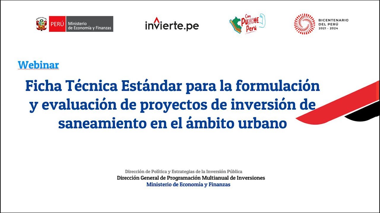 Ficha Técnica Estándar para la formulación y evaluación de PI de saneamiento en el ámbito urbano