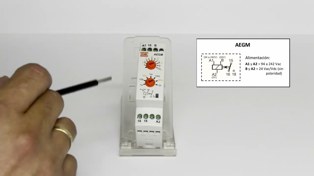 Temporizador con retardo a la conexi&oacute;n y pulso a la conexi&oacute;n modelo AEGM marca COEL
