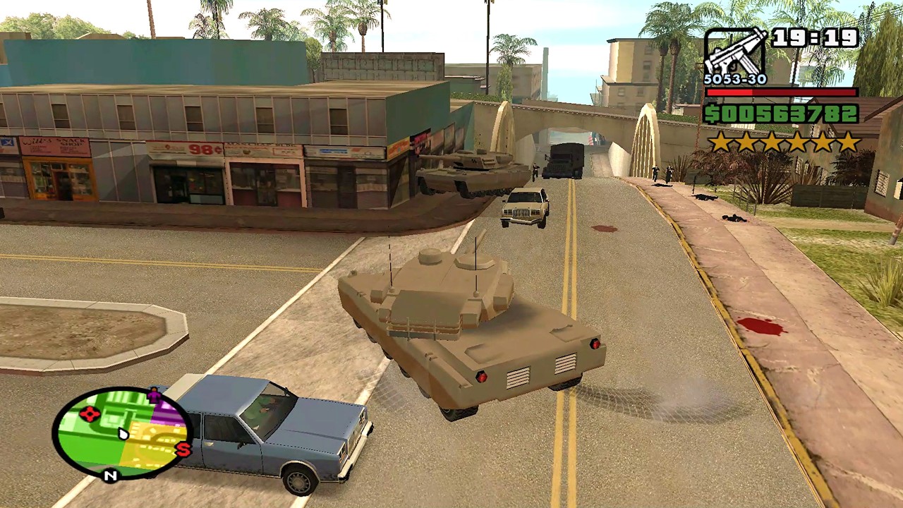 ⭐⭐⭐⭐⭐⭐SIX STARS WANTED LEVEL RAMPAGE WITH TANK | 6 STAR WANTED LEVEL ESCAPE IN GTA SAN ANDREAS