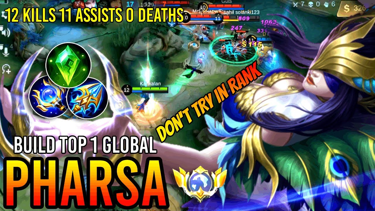 12 KILLS 11 ASSIST NO DEATH 😱 | Pharsa Best Build 2023 - Top 1 Global Pharsa Build - MOBILE LEGENDS