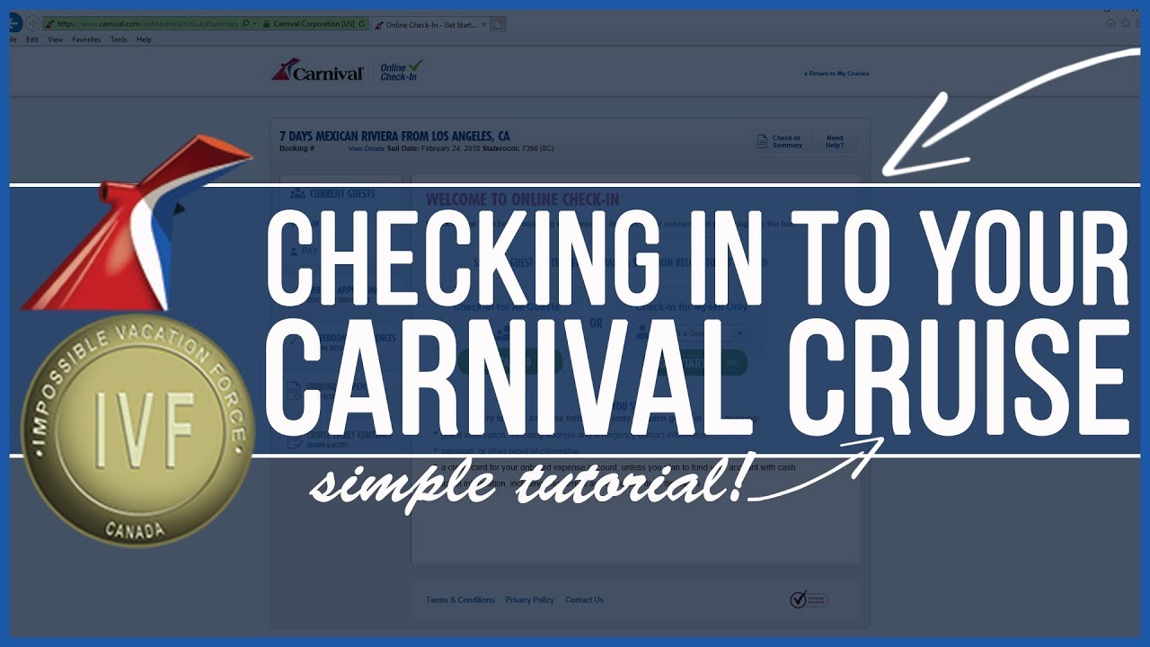 Carnival Cruise Online Check In Tutorial