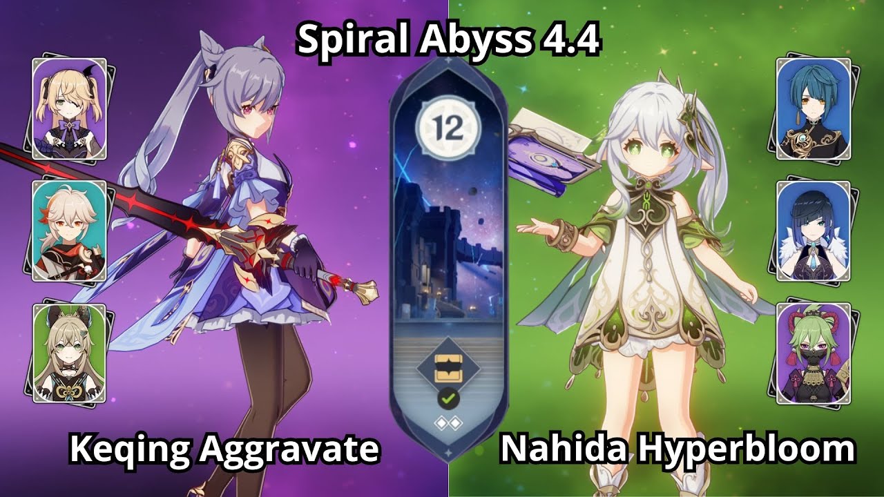 C1 Keqing Aggravate & C0 Nahida Hyperbloom - NEW Spiral Abyss 4.4 Floor 12 Genshin Impact