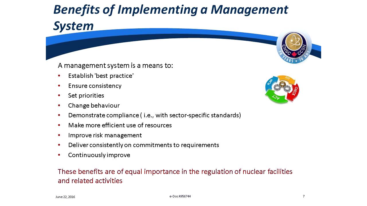 Technical Briefing by CNSC on Management systems in the Nuclear Industry (June 22, 2016)
