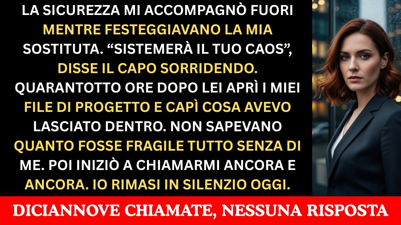 Sono Stato Scortato Fuori Mentre Facevano Festa Per Il Mio Sostituto. Ma Lei Aprì I Miei File...
