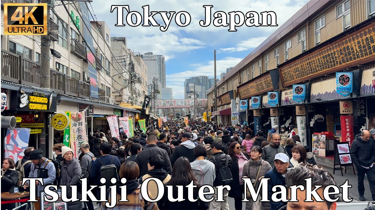 Walk around Tsukiji Outer Market in Tokyo | 東京 築地場外市場周辺の散歩 2024【4K HDR】