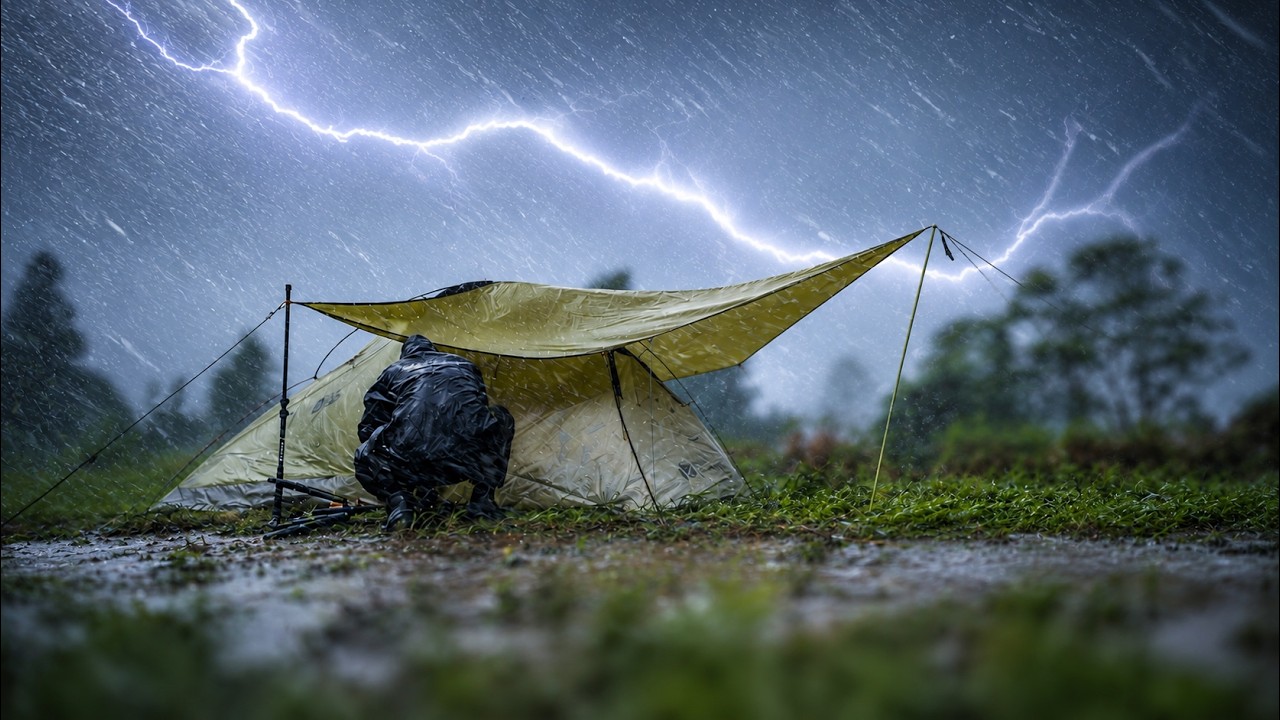 😲ПРИРОДА СВЕРЕПЕЛА‼️Кемпинг в сильный ливень ⛈️ Борьба с ветром, дождем и хаосом