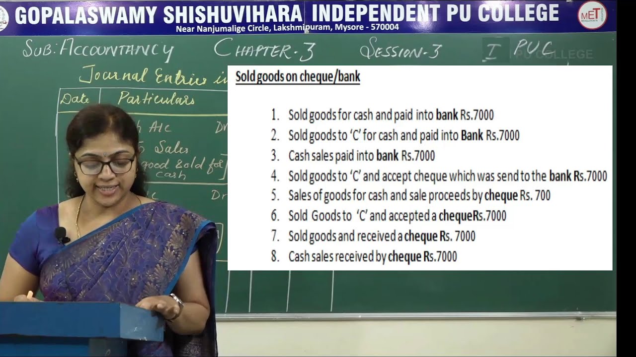 ACCOUNTANCY | 1st PUC | CH 03 | RECORDING OF TRANSACTION - JOURNAL ENTRIES | S03