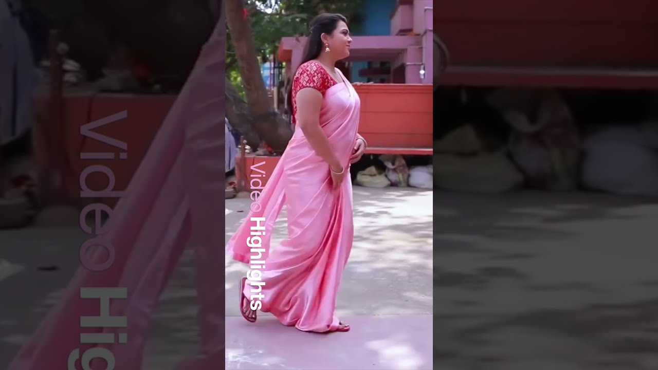 126: Plain Satin Saree with Brocade blouse | Saree scene in Serials - Tamil  |Saree Vlog