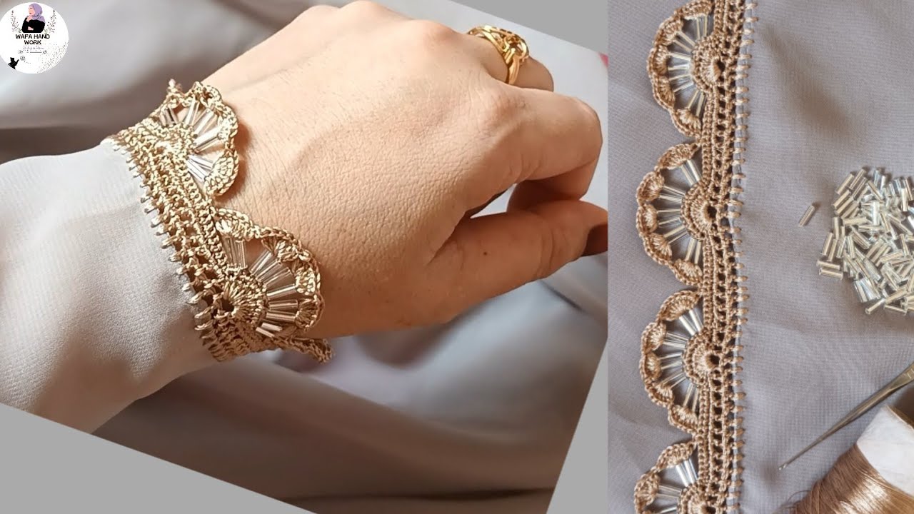 Crochet Dupattalace with beads🧵 Requested Video / دوپٹا لیس موتیوں کے ساتھ/दुपट्टा लेस मोतियों वाली