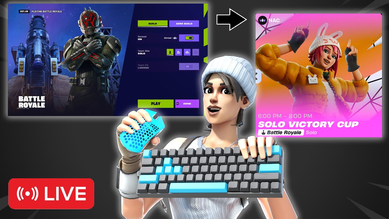 Practice for Solo Victory Cup | Warmup + Ranked Battle Royale