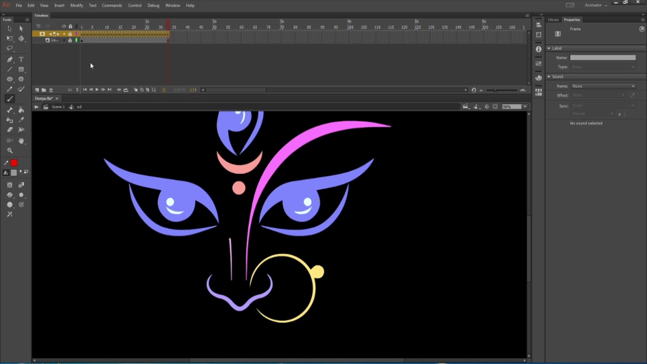 Debi durga,Durgotinasini Animate CC masking tutorial | Debi durga neon glow lighting.