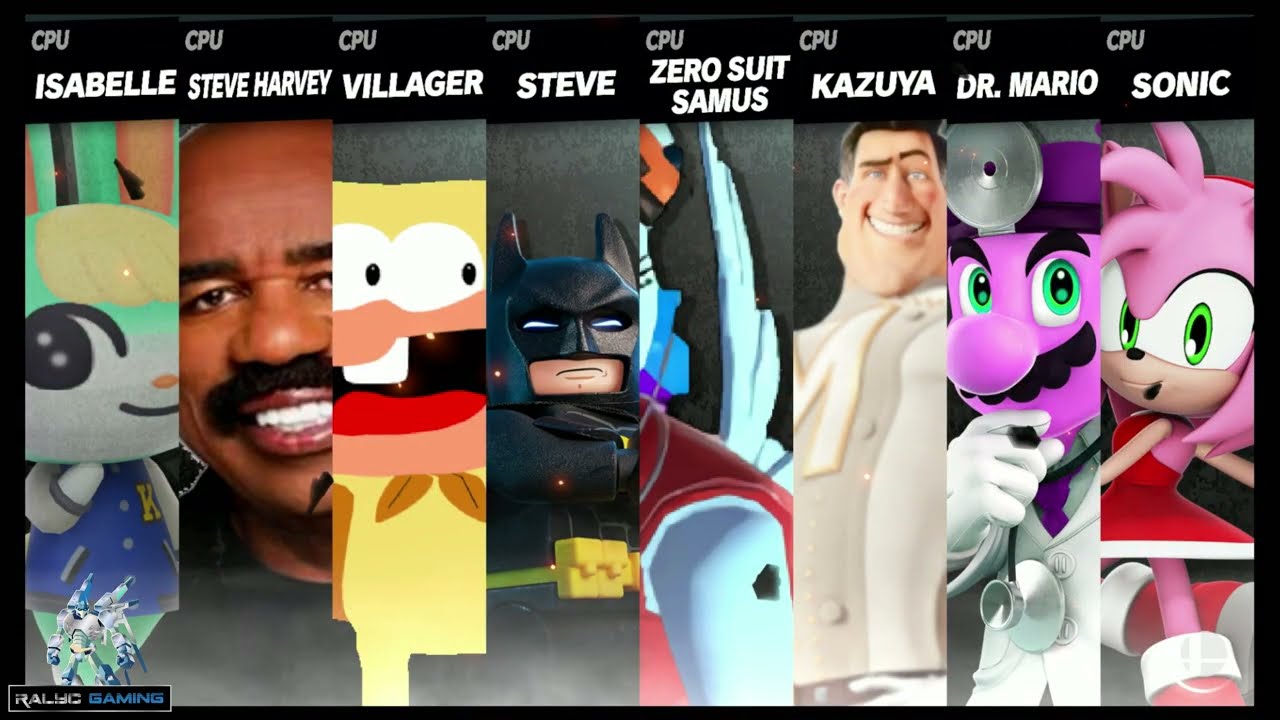 Sasha vs Steve Harvey vs Noise vs Batman vs Rainbow Scout vs metro Man vs Purple Dr. Mario vs Amy