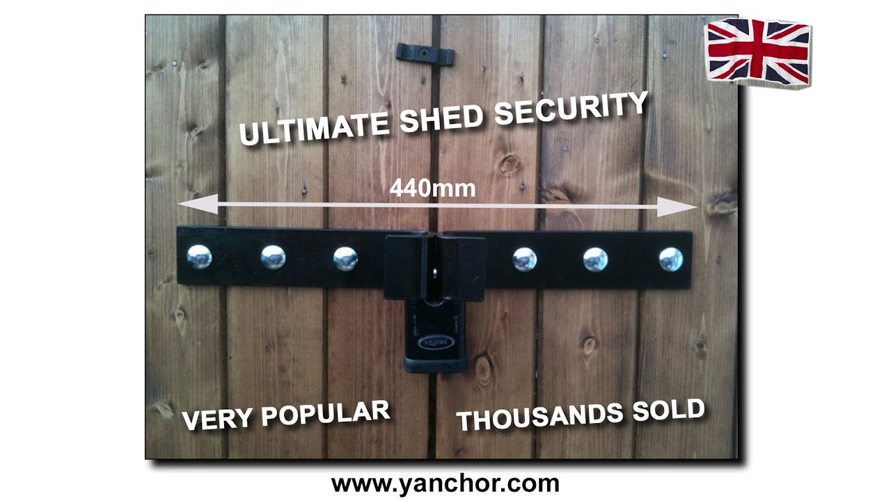 HEAVY DUTY SHED SECURITY HASP WITH TOP, SIDE & BOTTOM PADLOCK PROTECTION.