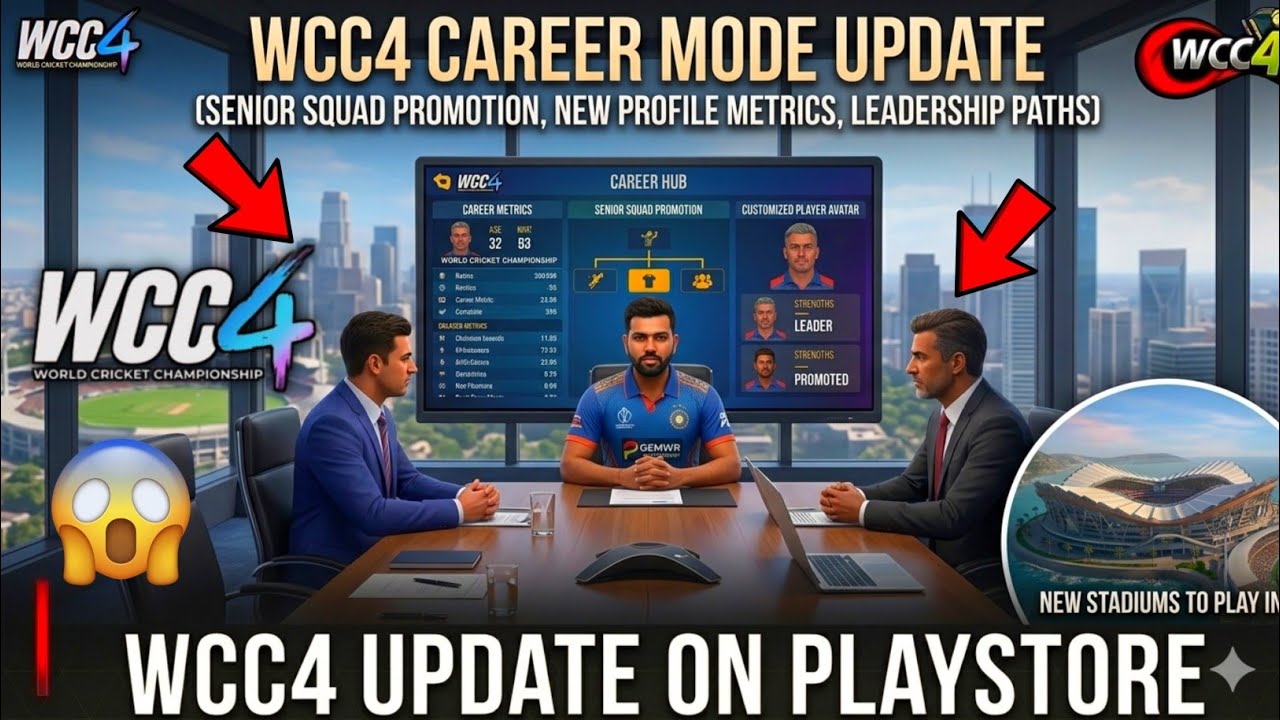 🤗 Wcc4 New Update on Playstore of Career Mode , Live Commentary & Custom Mods 