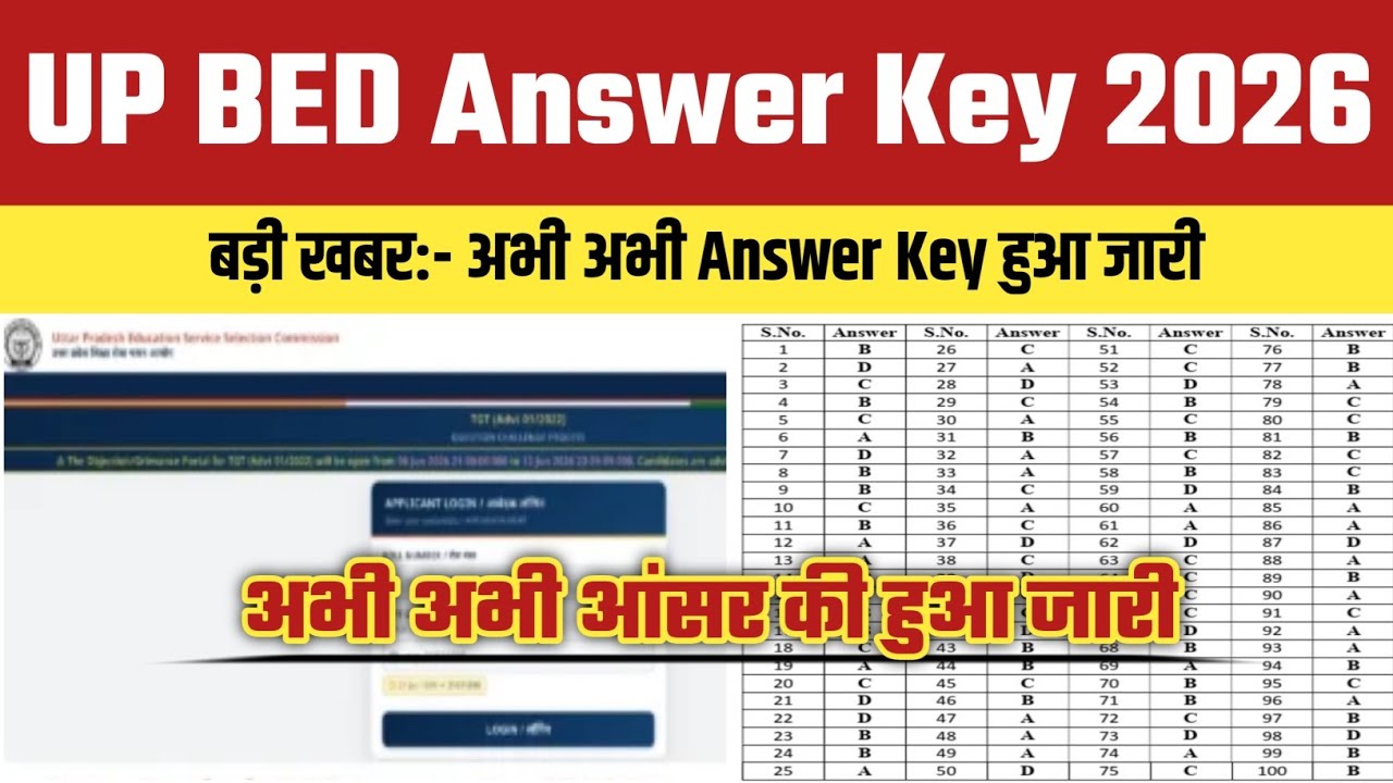 UP BED Answer key 2026 OUT🔴 UP BED Answer key 2026 Kaise Check Kare🔴 UP Bed Answer Key 2026 Dekhe