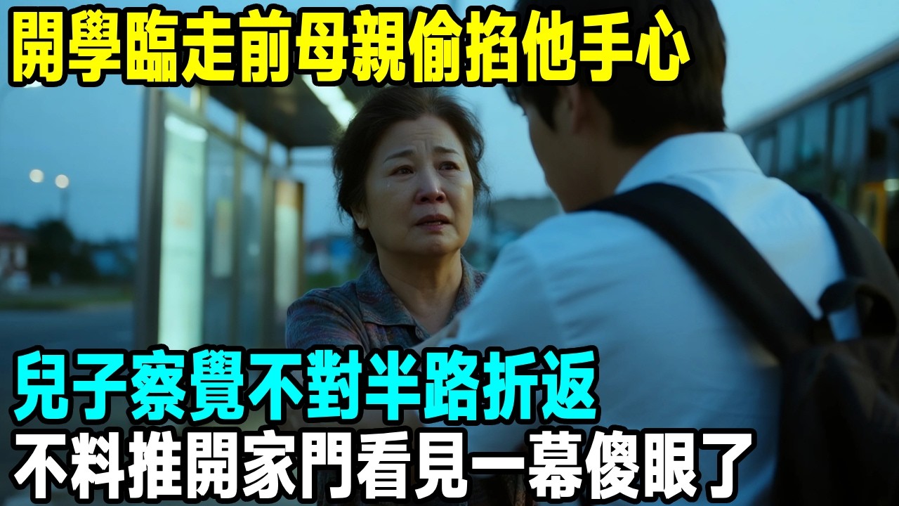 開學臨走前母親偷掐他手心，兒子察覺不對半路折返，不料推開家門看見一幕傻眼了...【晚間故事】