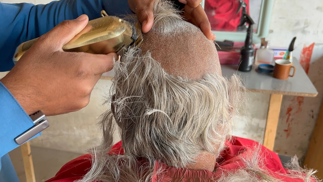 Poor Old Man Full Clean Head Shave with Machine | Barber Kindness Transformation
