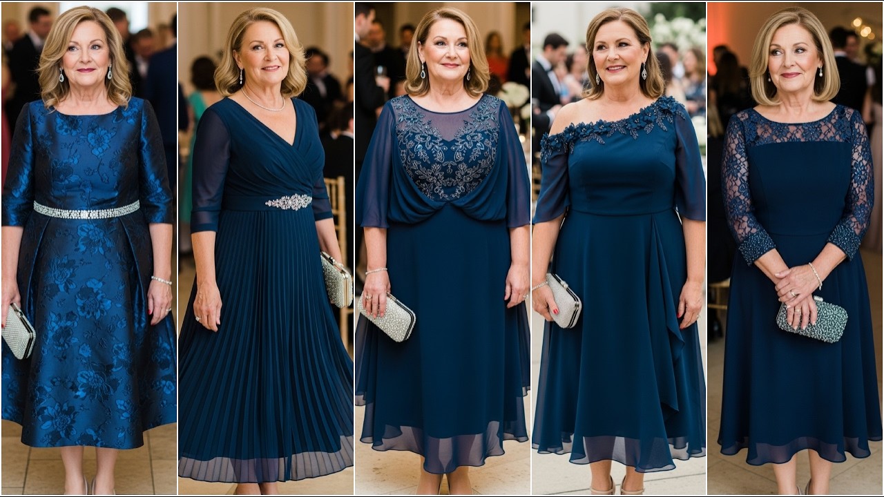 NAVY Blue Mother of The Bride TEA LENGTH Dresses - Must Watch Before Wedding Dress Shopping for Moms