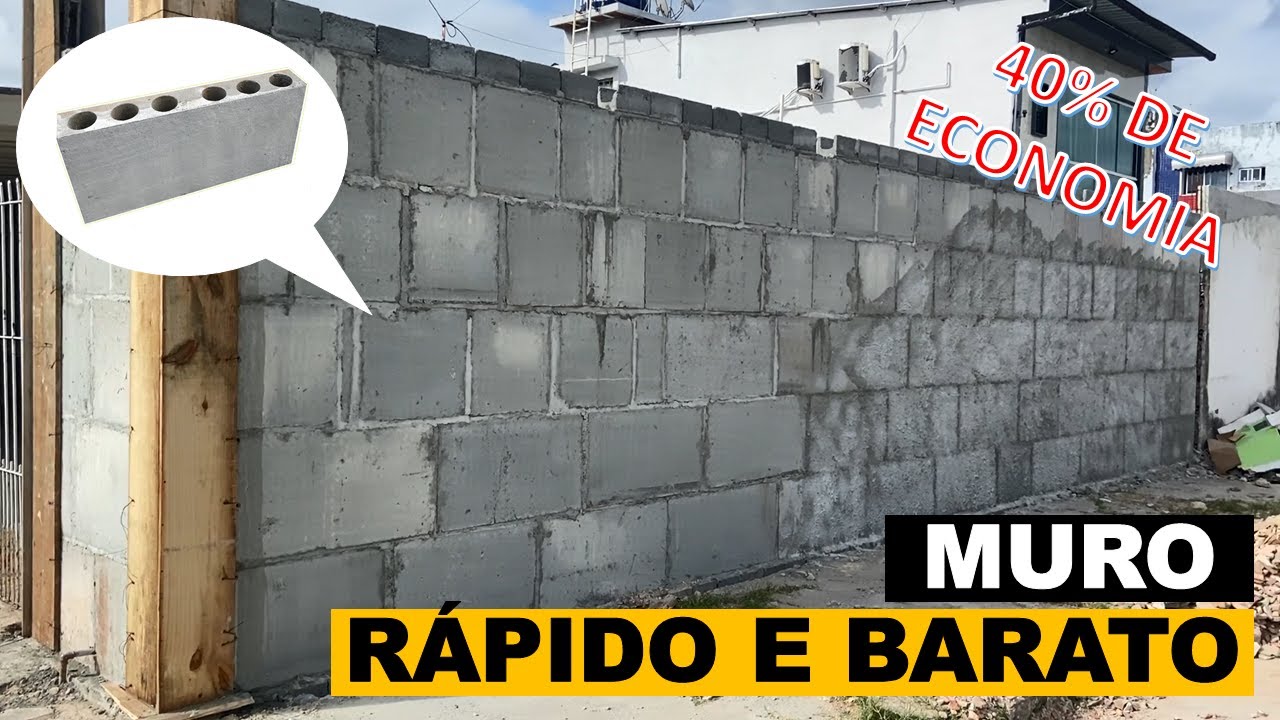 Muro rápido e barato com os blocos de concreto celular.