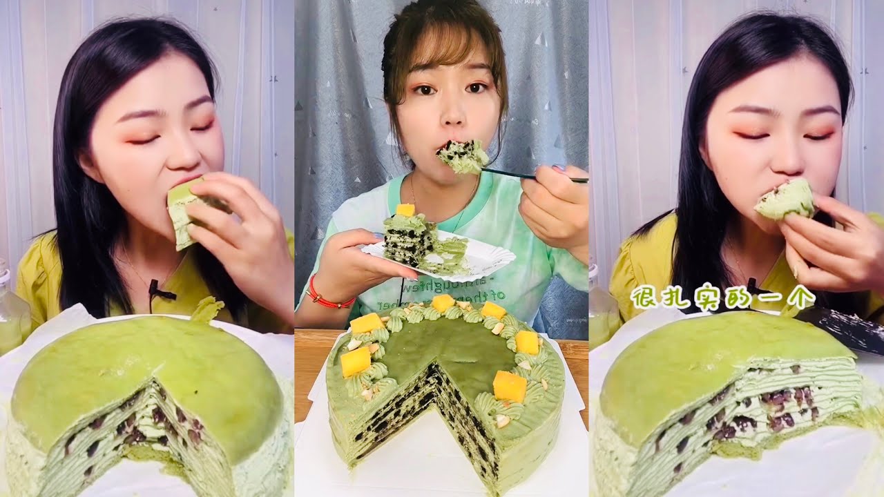 ASMR GREEN MATCHA CREPE CAKE *Green Matcha series* Mukbang |먹방 | 饮食表演 | การแสดงการกิน| 食事ショー