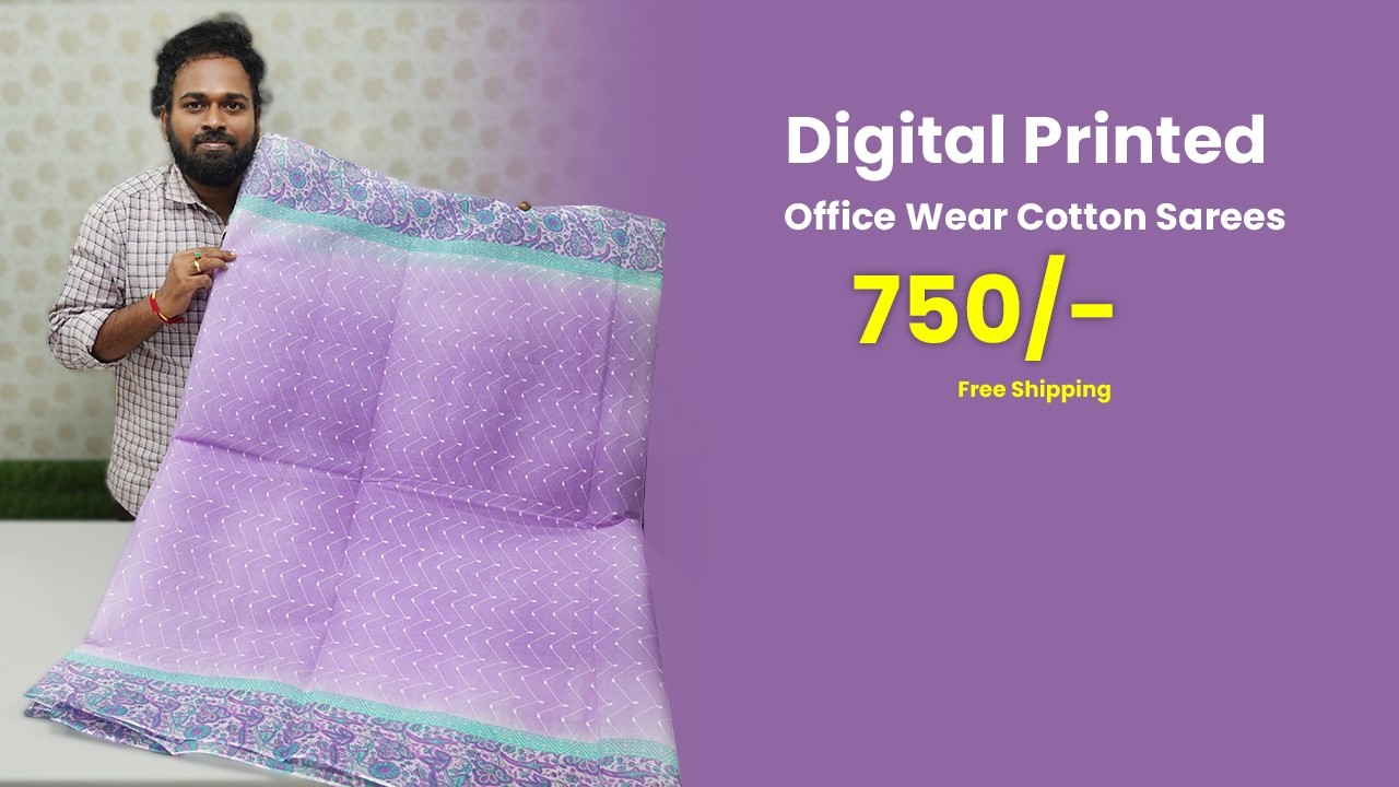 Digital Printed Office Wear Cotton Sarees | 750rs free shipping | Mana Handloom Sarees