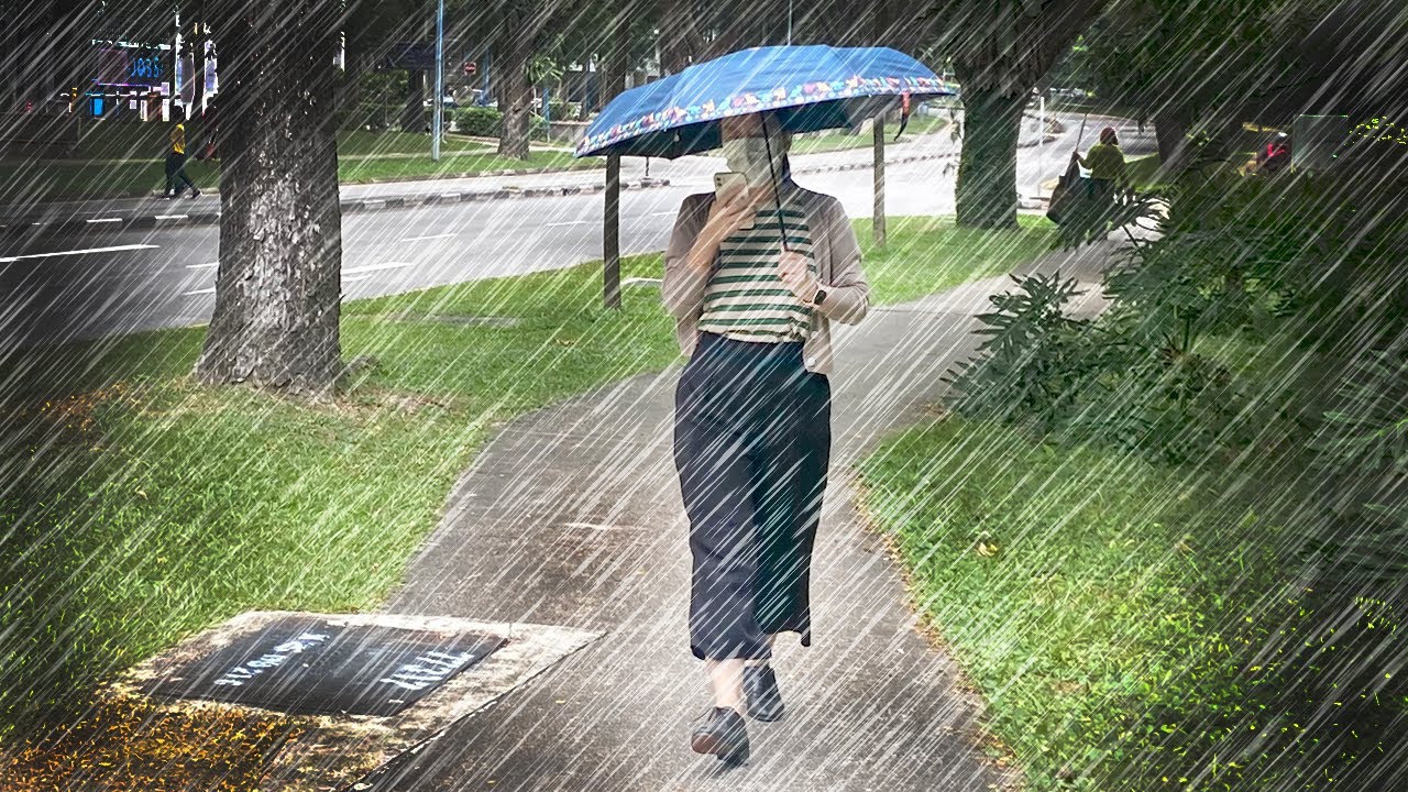 4K Singapore Downpour. Walking in The Rain. A Lonely Birthday. (Jubilee Lane, Clementi West)