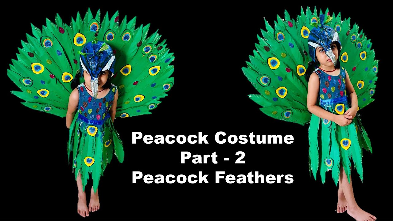 DIY Peacock Feather Kids Costume for School Step by Step -full detail video Part -2 peacock feather