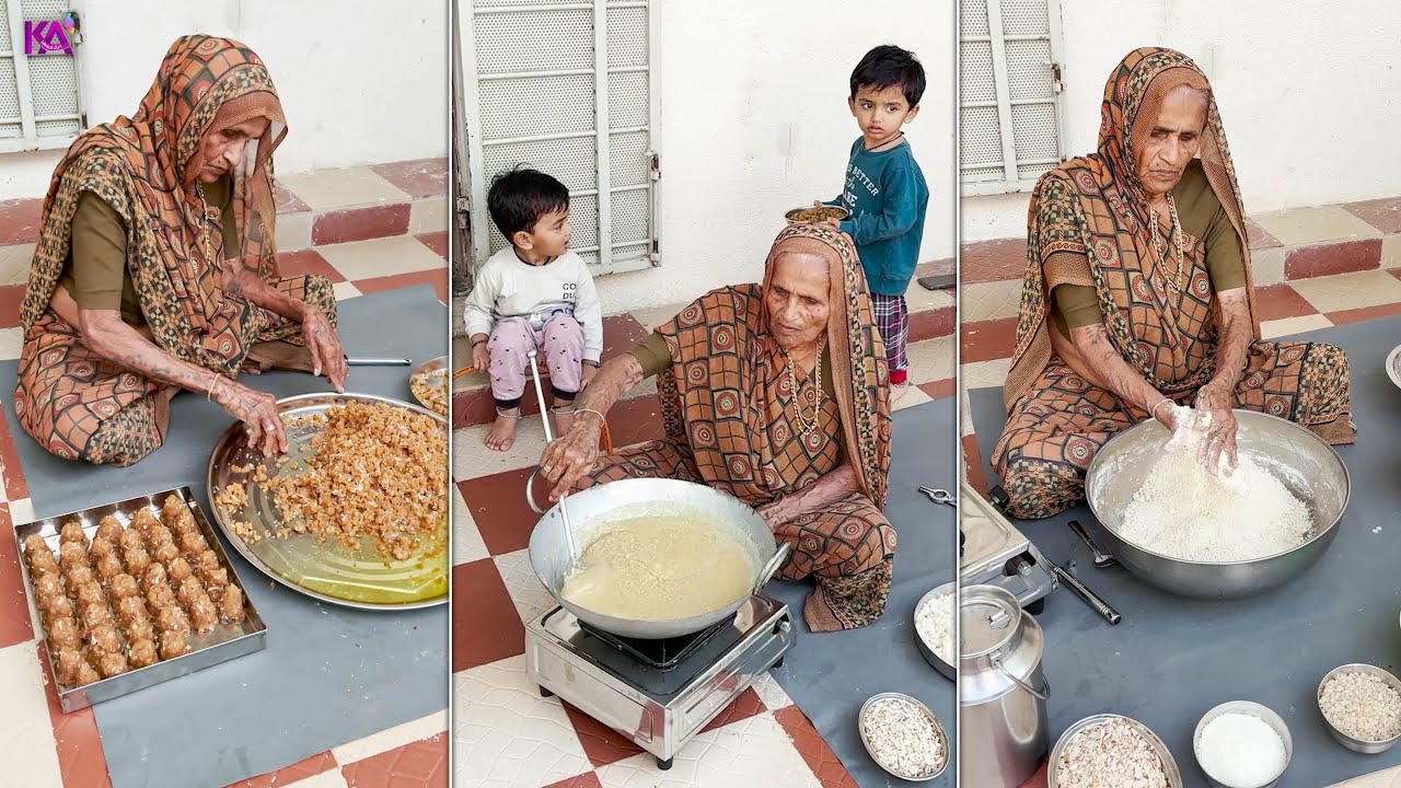 90 Year Old Grandma Making Adadiya 💖 Healthy Sweets 😋 #grandma #healthy #sweet #adadiya #winter