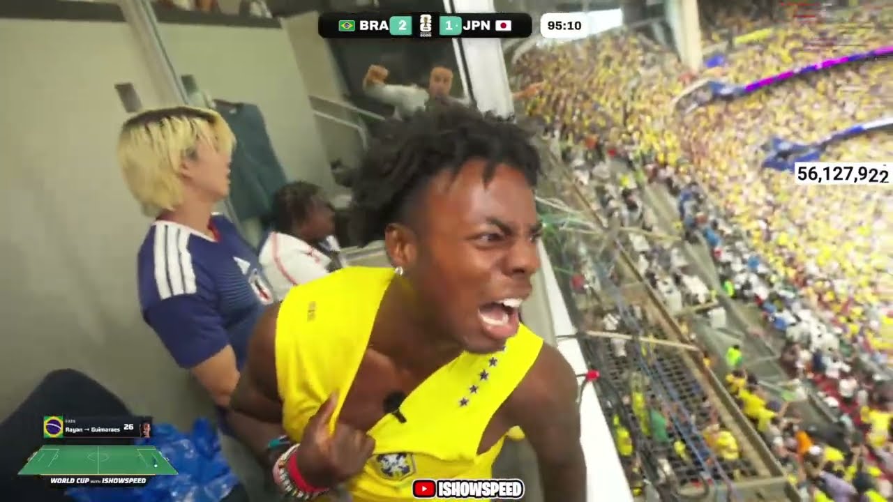 iShowSpeed Reacts To Brazil&rsquo;s GAME-WINNING Goal 🤯🇧🇷 (2-1)