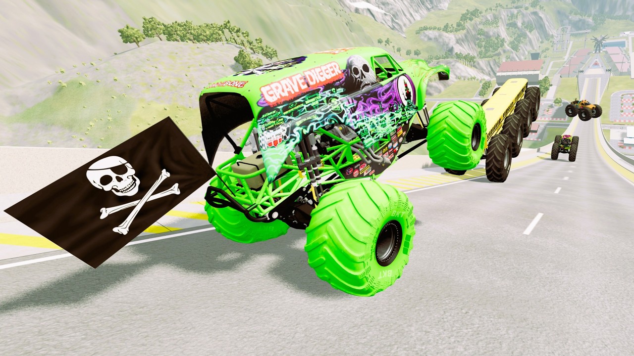 Epic High Speed Monster truck jumps CAR Stunts & crashes #99 | BeamNG Drive