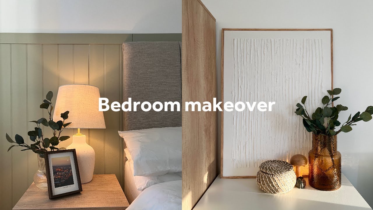 Bedroom Makeover | Rental-Friendly Beadboard Wall Panel | DIY Plaster Wall Art | Silent Vlog