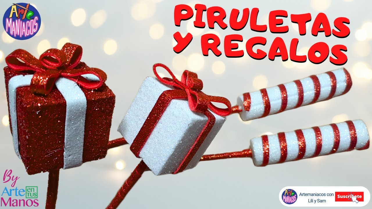 🔴Mira Cómo Hacer REGALOS Y PIRULETAS Para Navidad, Con Icopor y Foami, Super Fácil Con Artemaníacos