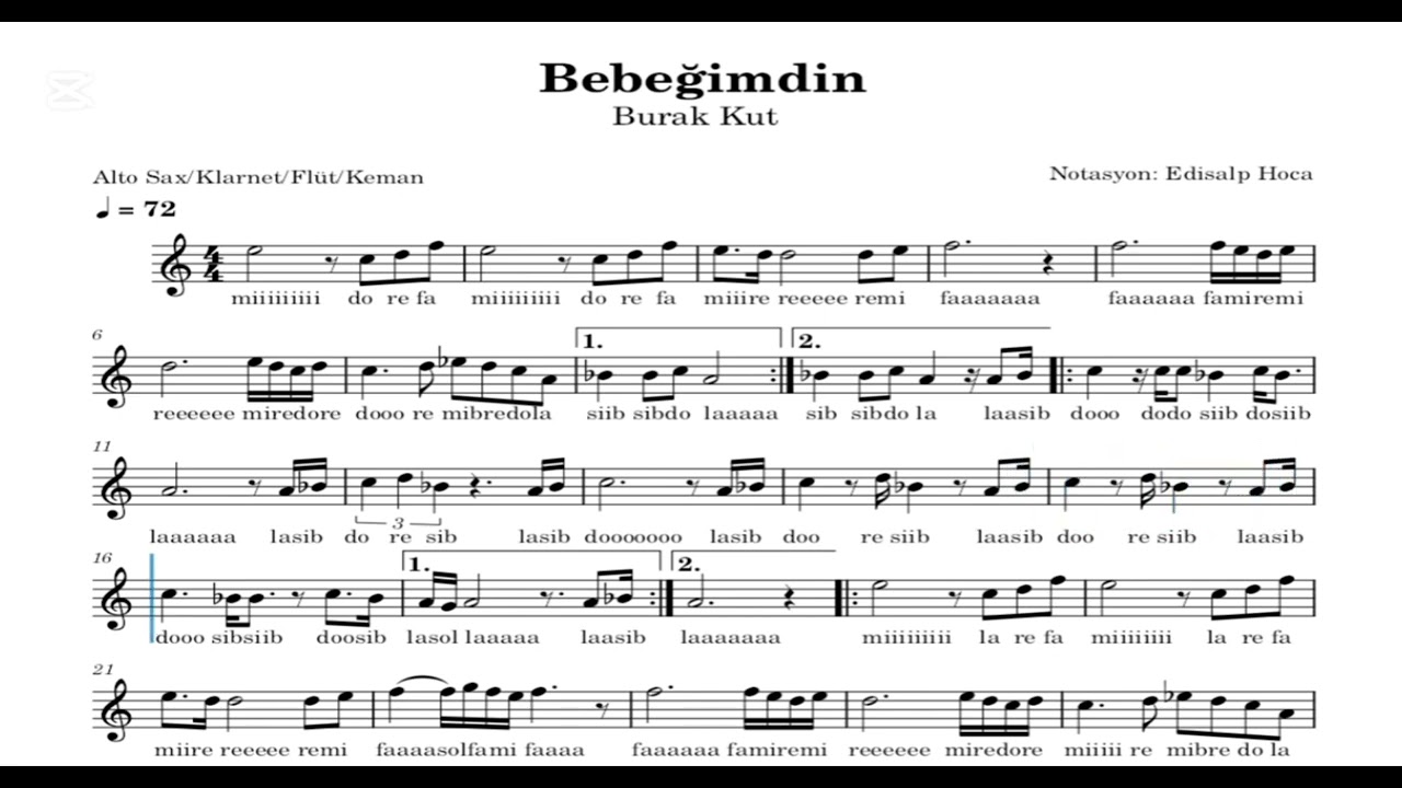 Bebeğimdin - Burak Kut - Alto Sax/Klarnet/Flüt/Keman