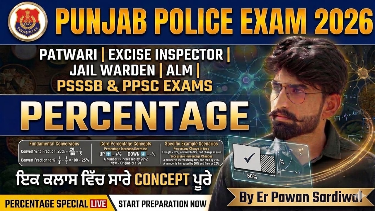 Complete Percentage in ONE SHOT ||Punjab Police Constable 2026 & All Exams|| BY :- Er Pawan Sardiwal