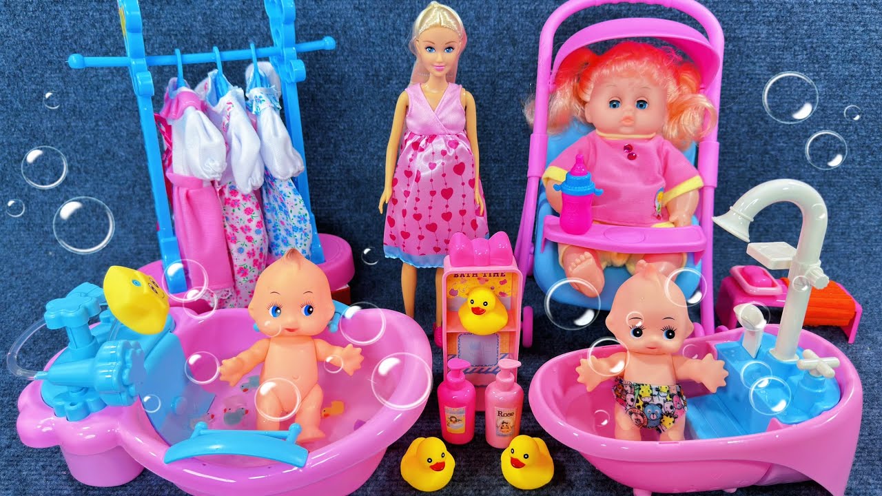 10 Minutes Satisfying with Unboxing Doll cart toys，Cute Baby Bathtub Playset ASMR | Review Toys