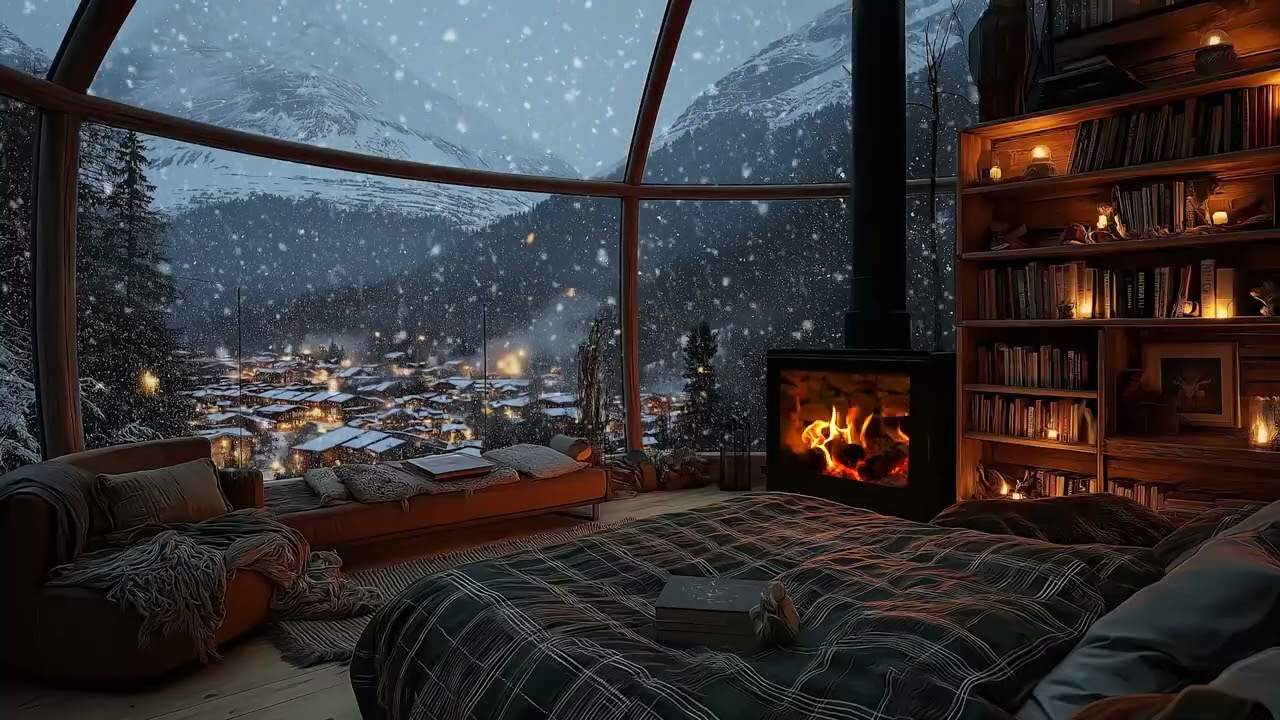 Snow Outside, Fire Inside | Cozy Winter Cabin Ambience for Gentle Sleep