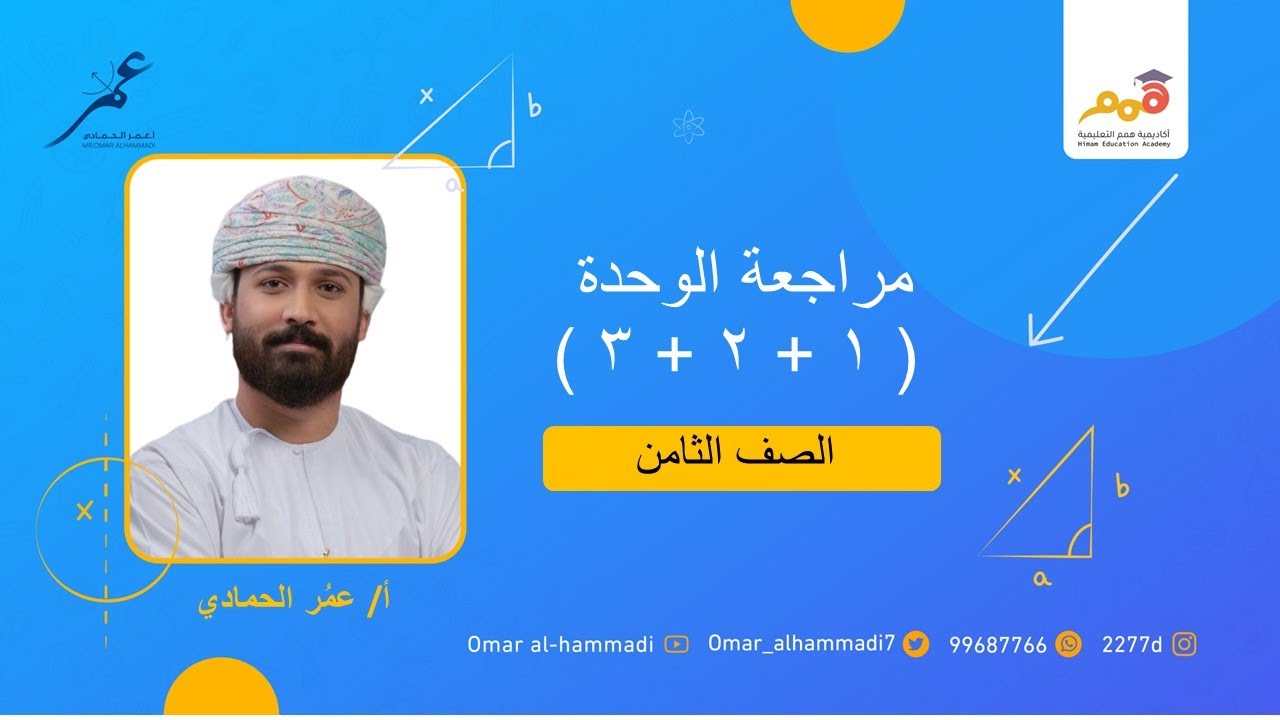 مراجعة الوحدات ( 1 + 2 + 3 ) - الصف الثامن الفصل الأول  - أ  عمر الحمادي