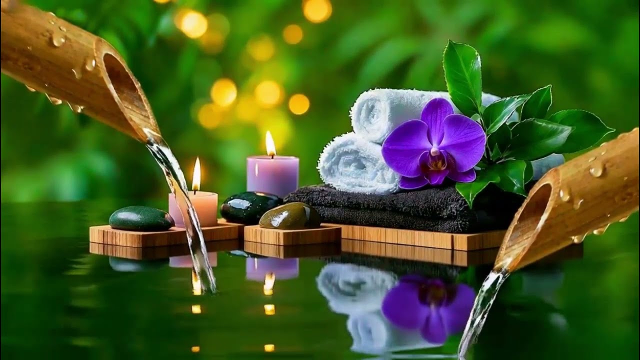 Bamboo Water Sounds + Peaceful Piano 🌿 Deep Sleep Relaxation Music, Spa & Study Ambience