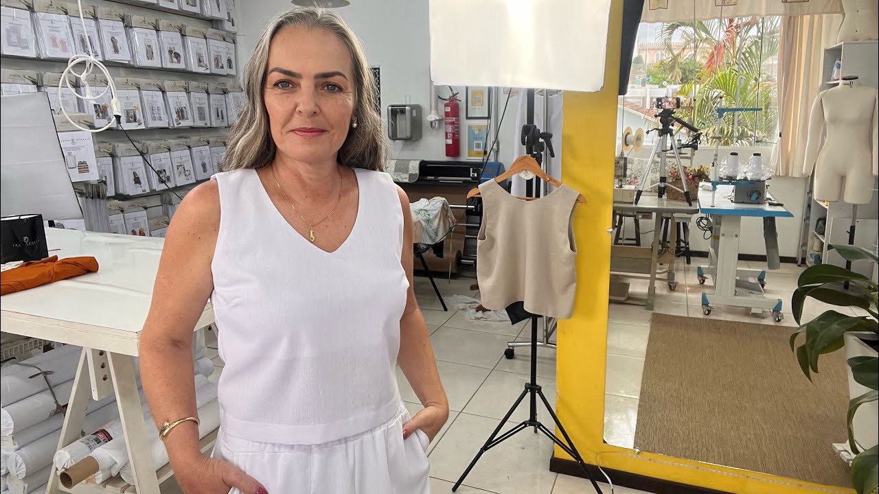 Blusa decote V combinado Deise