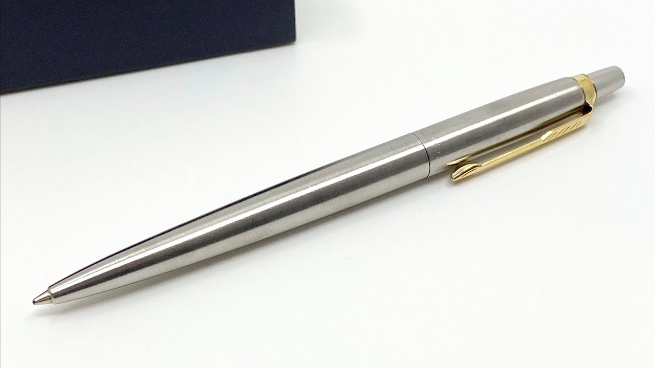 Parker Jotter Ball Point Pen 🖊 (Stainless Steel Gold Trim)