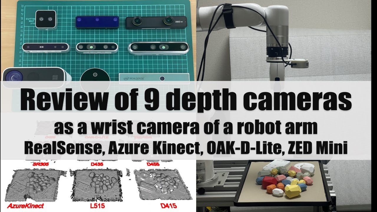 Review of 9 depth cameras as a wrist camera of a robot arm