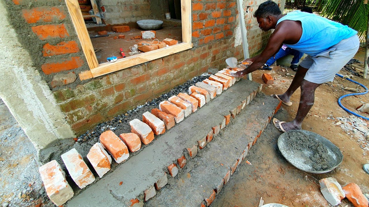 Stairs Construction_Garden House design Steps build with cement mixer|Stair design ideas