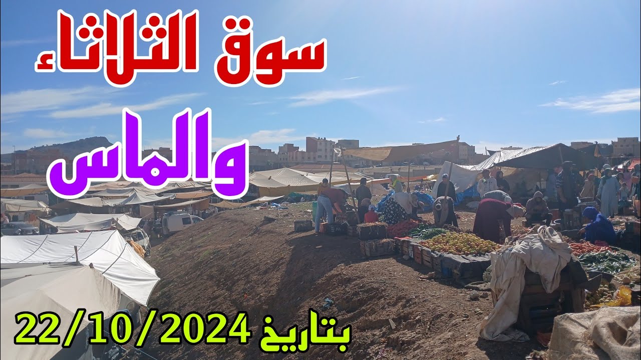 فيديو مباشرة من سوق الثلاثاء والماس 22/10/2024مع اثمنة الخضروات و الفواكه