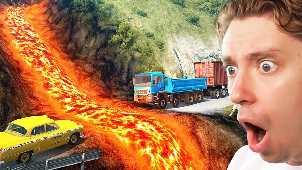 Реакция на CARS против Lava Road в beamNG