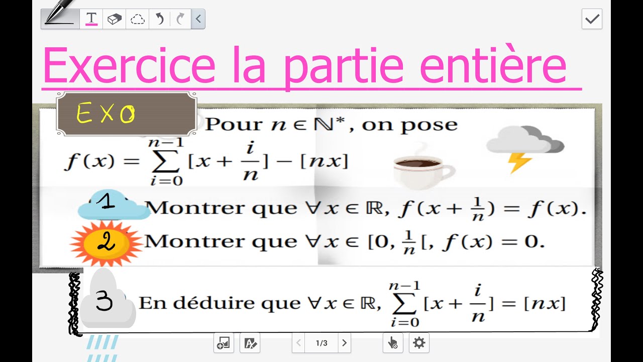 Exercice partie entière niveau sup.
