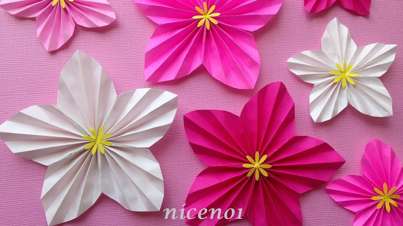 折り紙 桃の花 簡単な折り方 Origami Flower peach tutorial（niceno1）