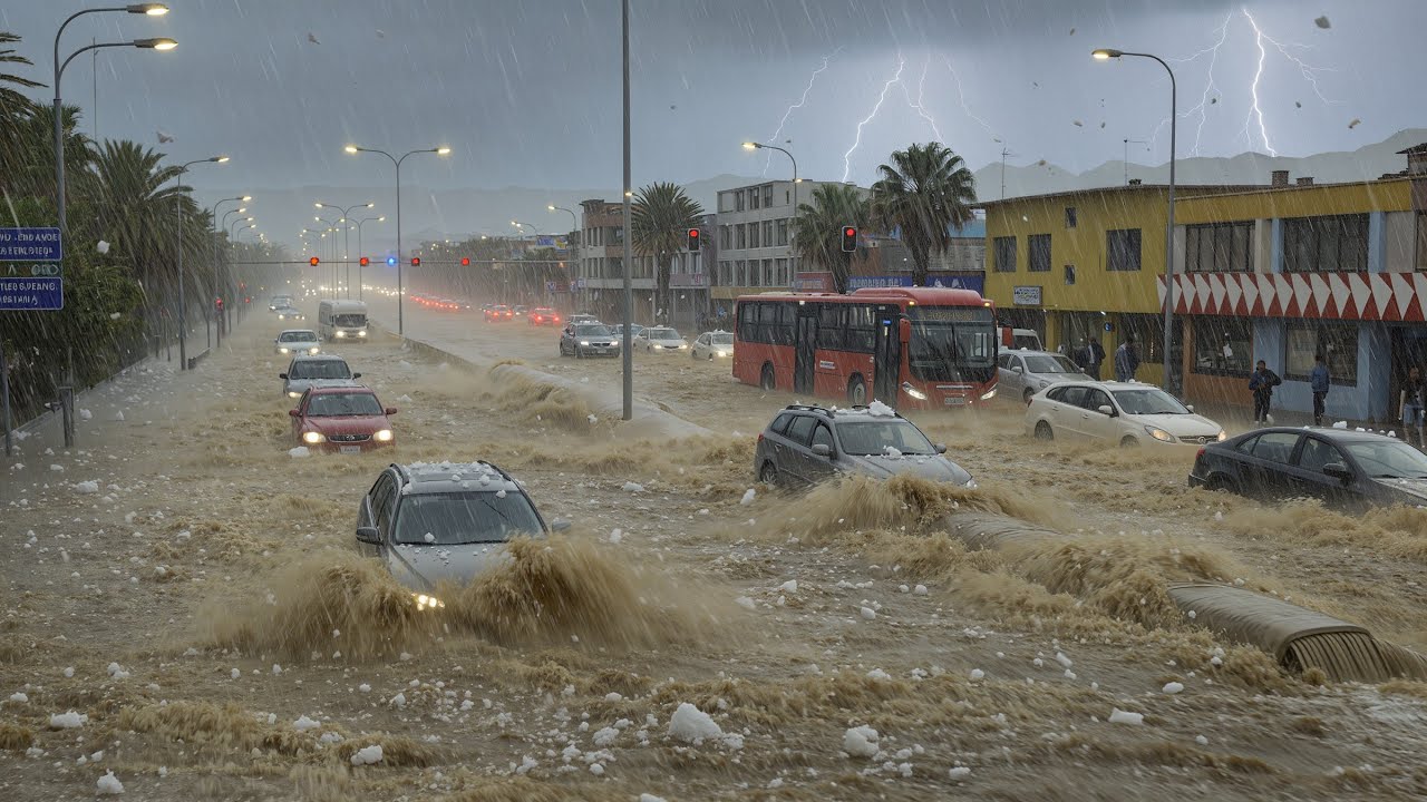 🌊⛈️ Сантьяго, Чили, пострадал от града | Внезапные наводнения парализовали улицы!