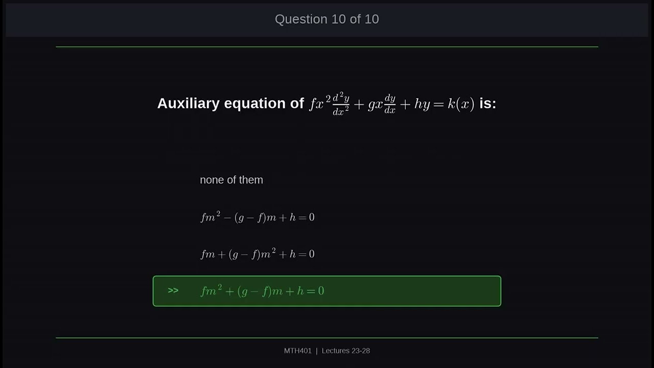 MTH401 Quiz 3 Solved Spring 2026 | Lectures 23 to 28 | 100% Accurate Solution 24 june 2026
