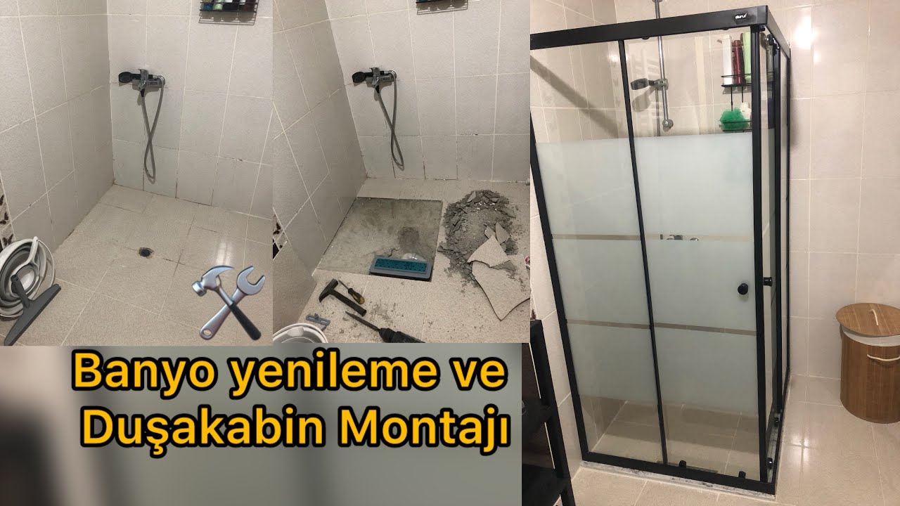 Banyo su gideri Yenileme & Yeni Duşa Kabin Montaj Yapımı  #youtube #banyoyenileme #duşakabin #keşfet